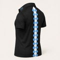 Men's Slim FitBlack Polo Shirt Light Blue Collar Logo/Argyle
