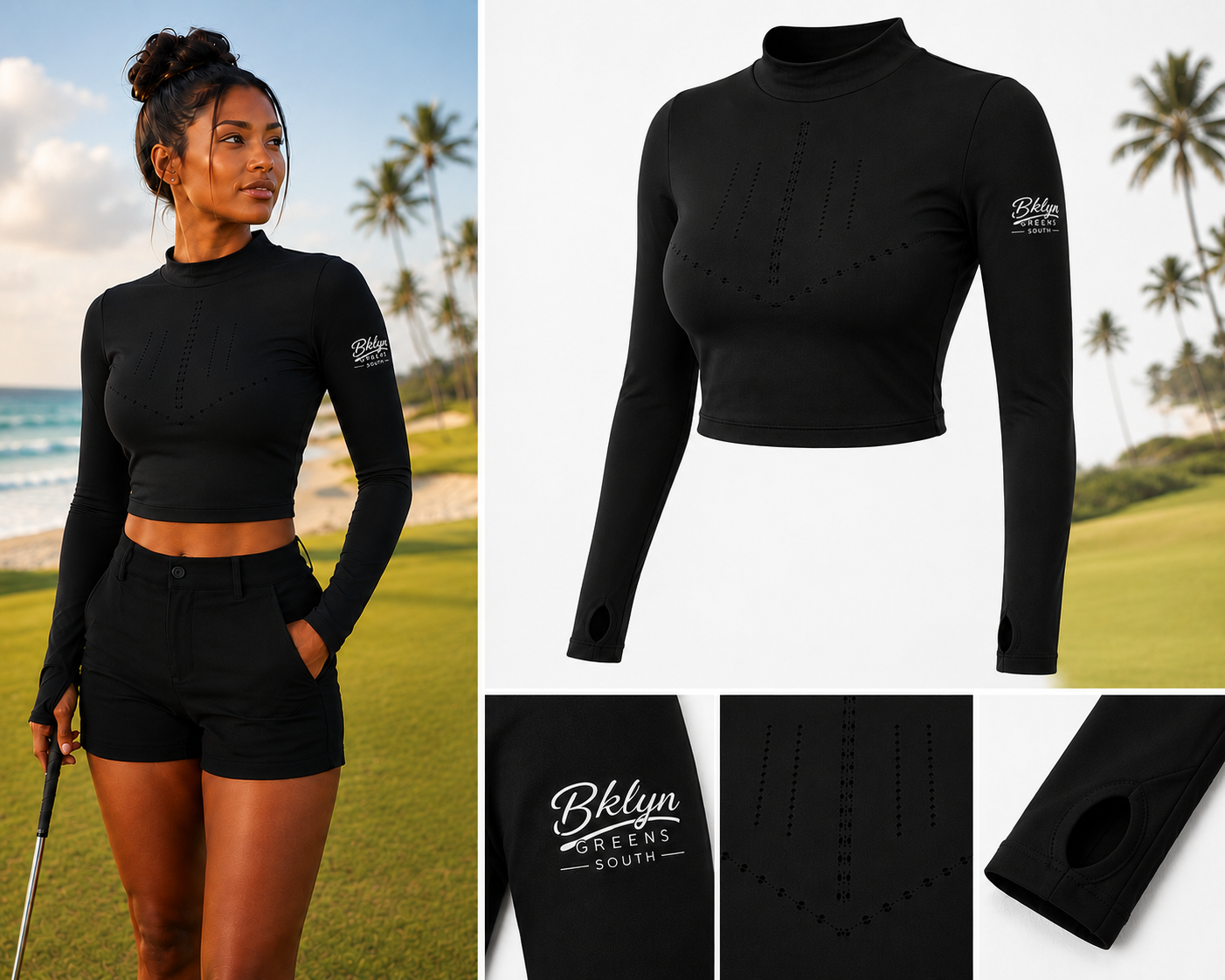 Women's Long Sleeve Golf Crop Top Shirt
