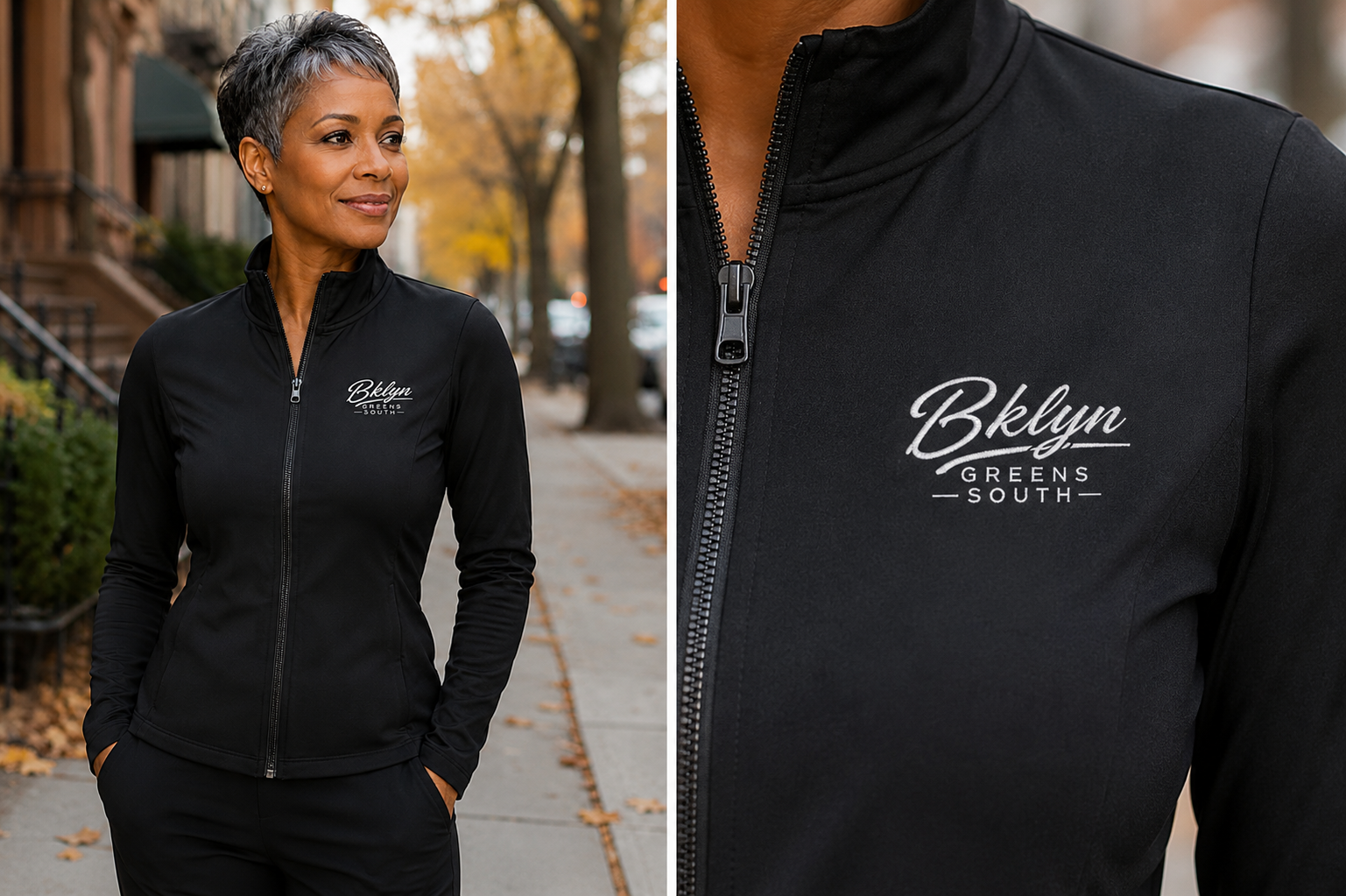 Women's Black Zipper Warm Up Jacket