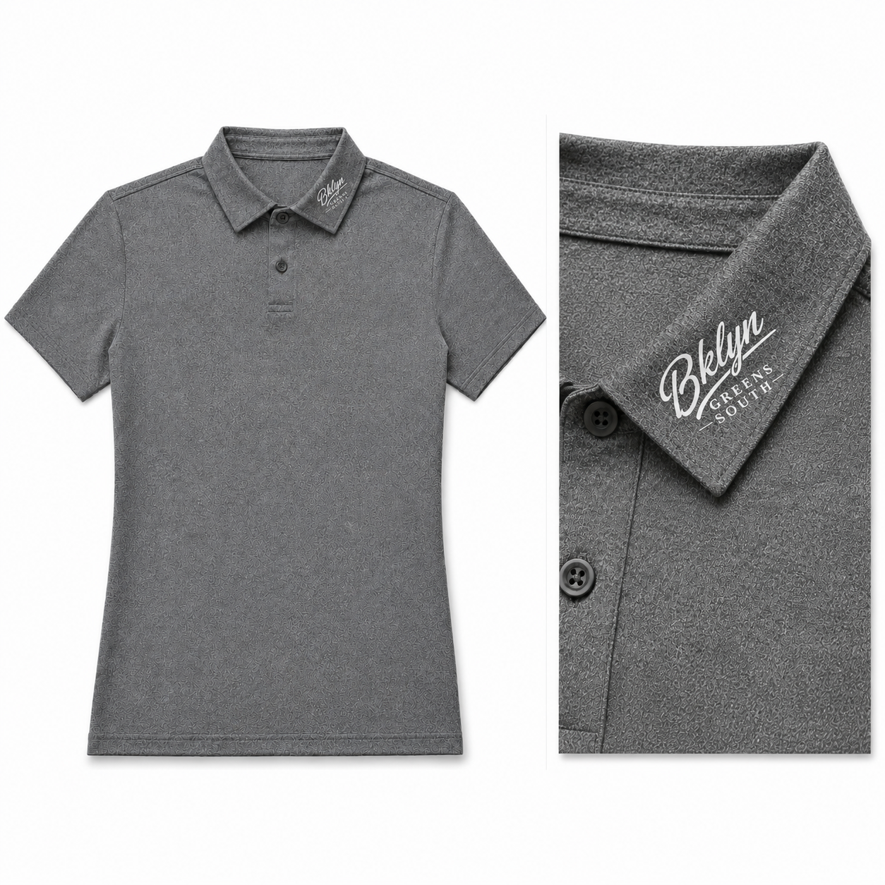 Men's Gray Polo Shirt White Collar Logo