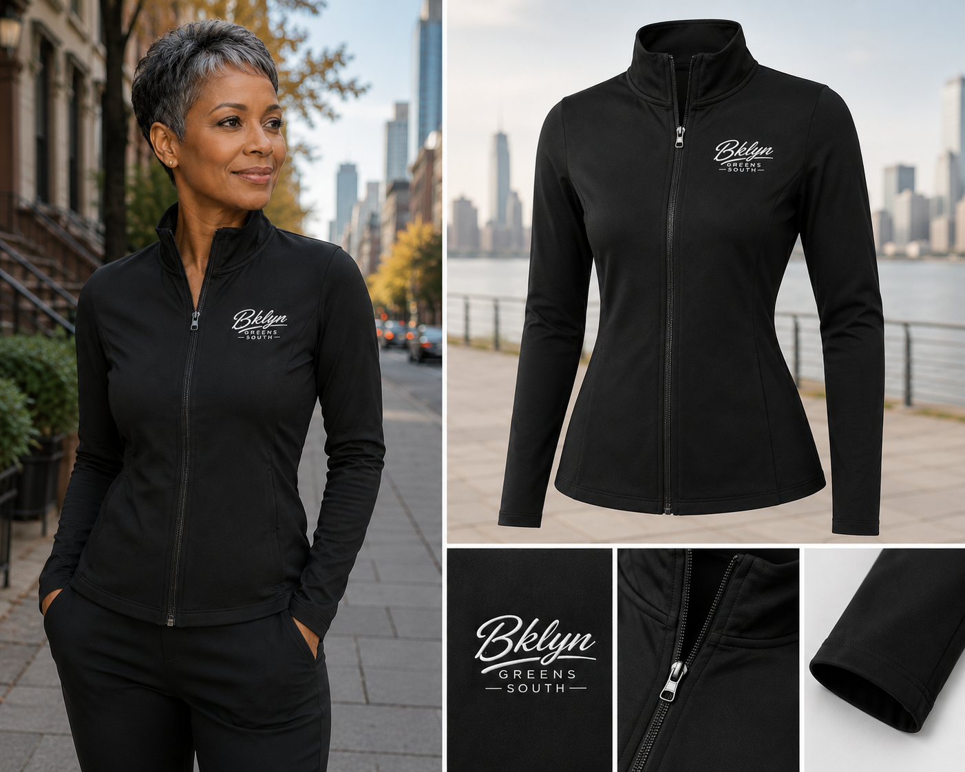 Women's Black Zipper Warm Up Jacket