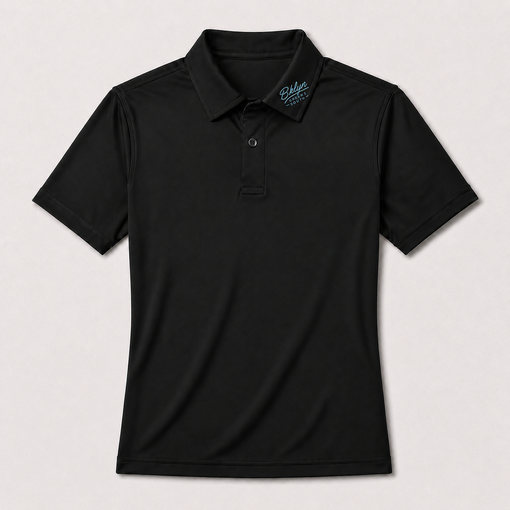 Men's Slim FitBlack Polo Shirt Light Blue Collar Logo/Argyle