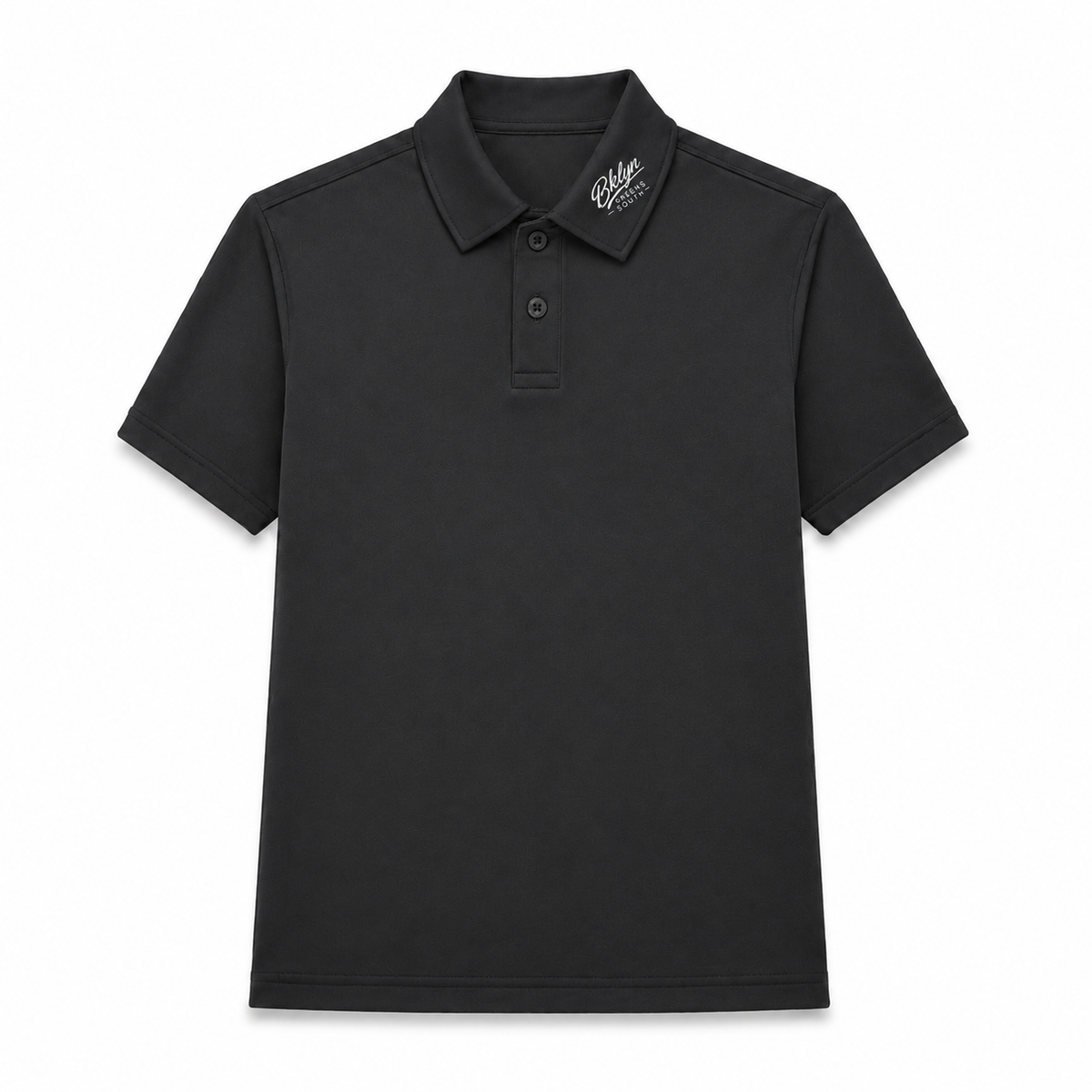 Men's Black Polo Shirt White Collar Logo