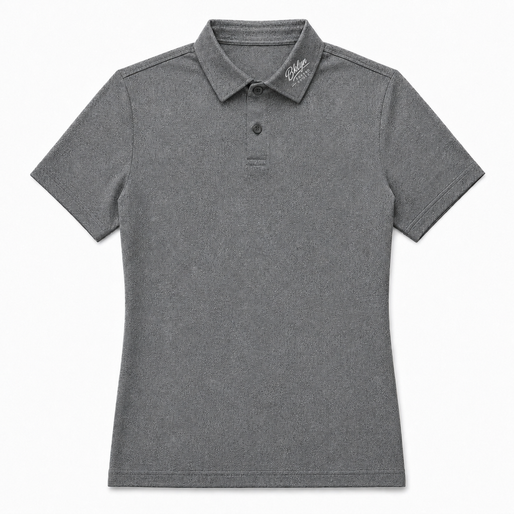Men's Gray Polo Shirt White Collar Logo