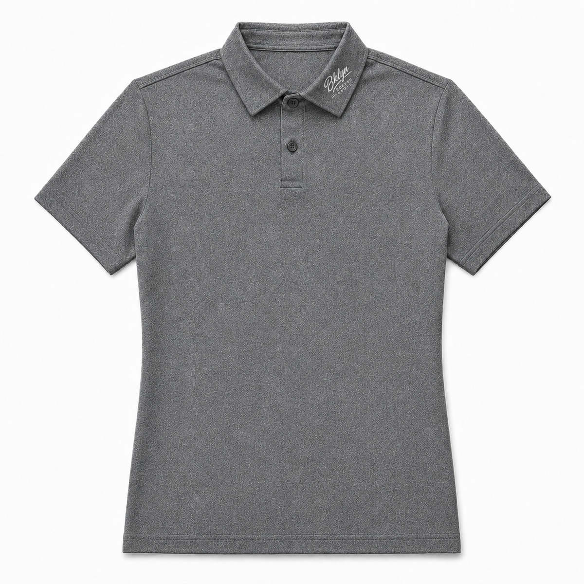 Men's Gray Polo Shirt White Collar Logo