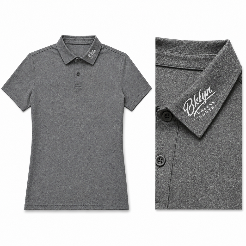 Men's Gray Polo Shirt White Collar Logo