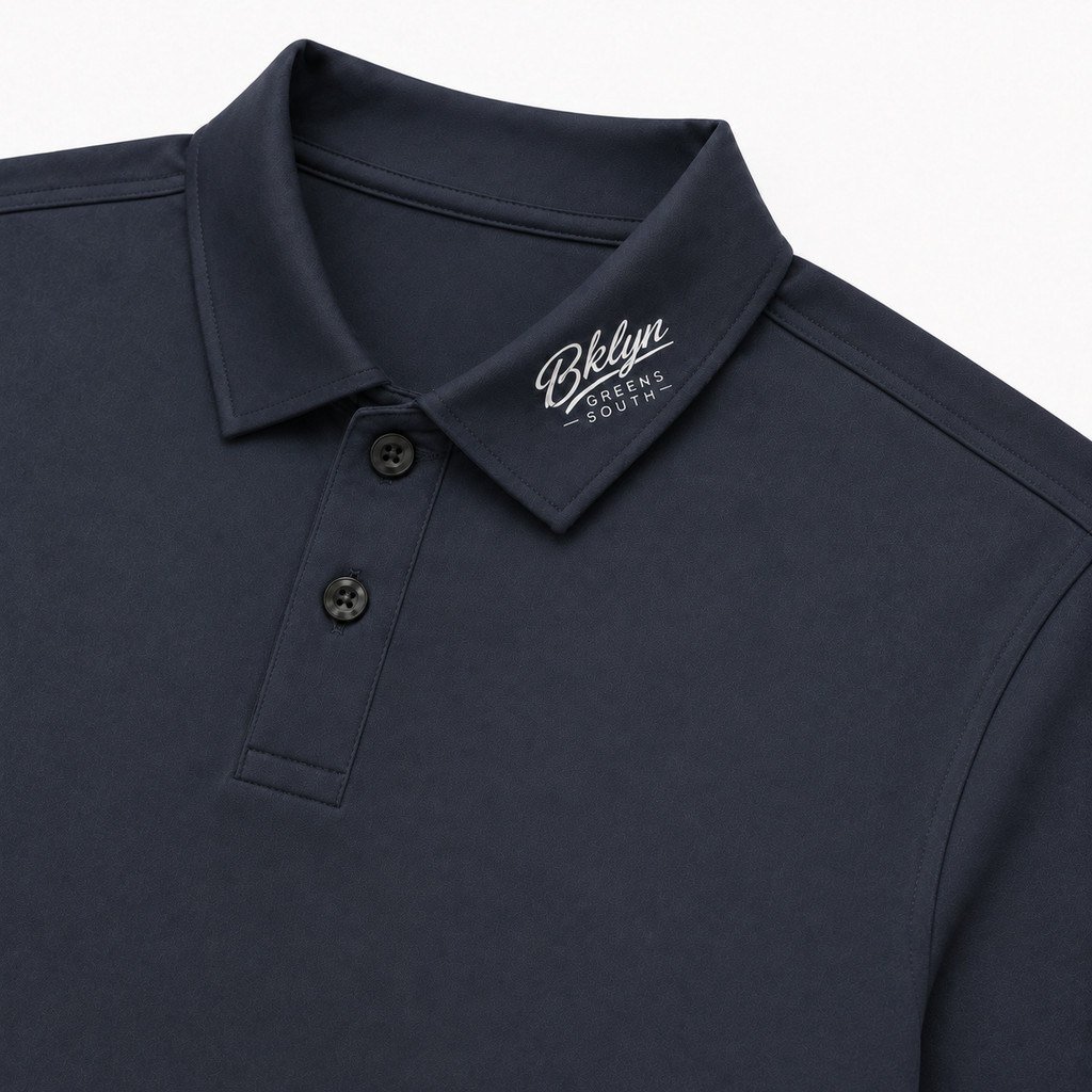 Men's Navy Polo Shirt White Collar Logo