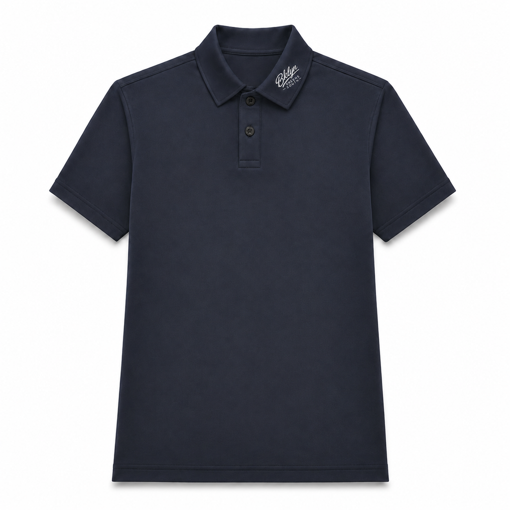 Men's Navy Polo Shirt White Collar Logo