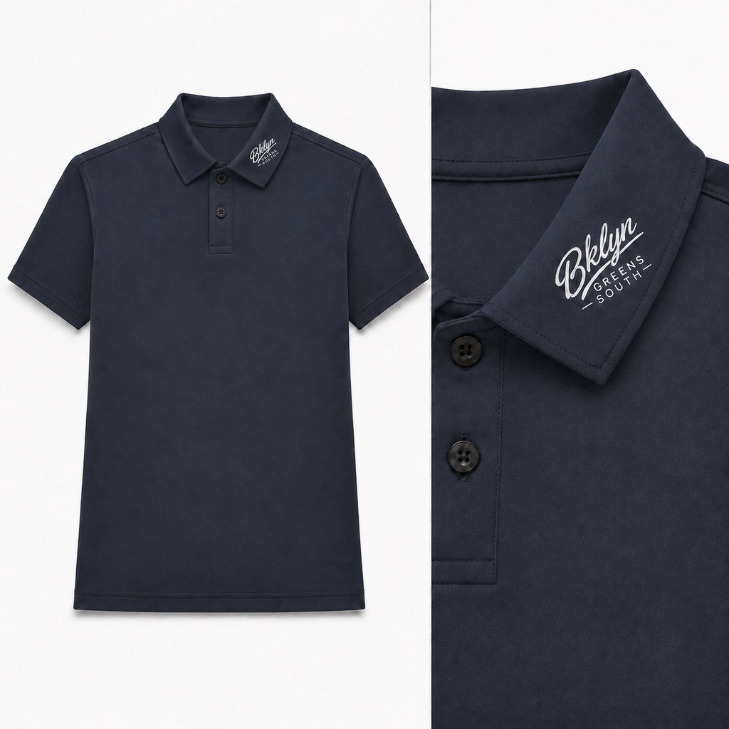 Men's Navy Polo Shirt White Collar Logo