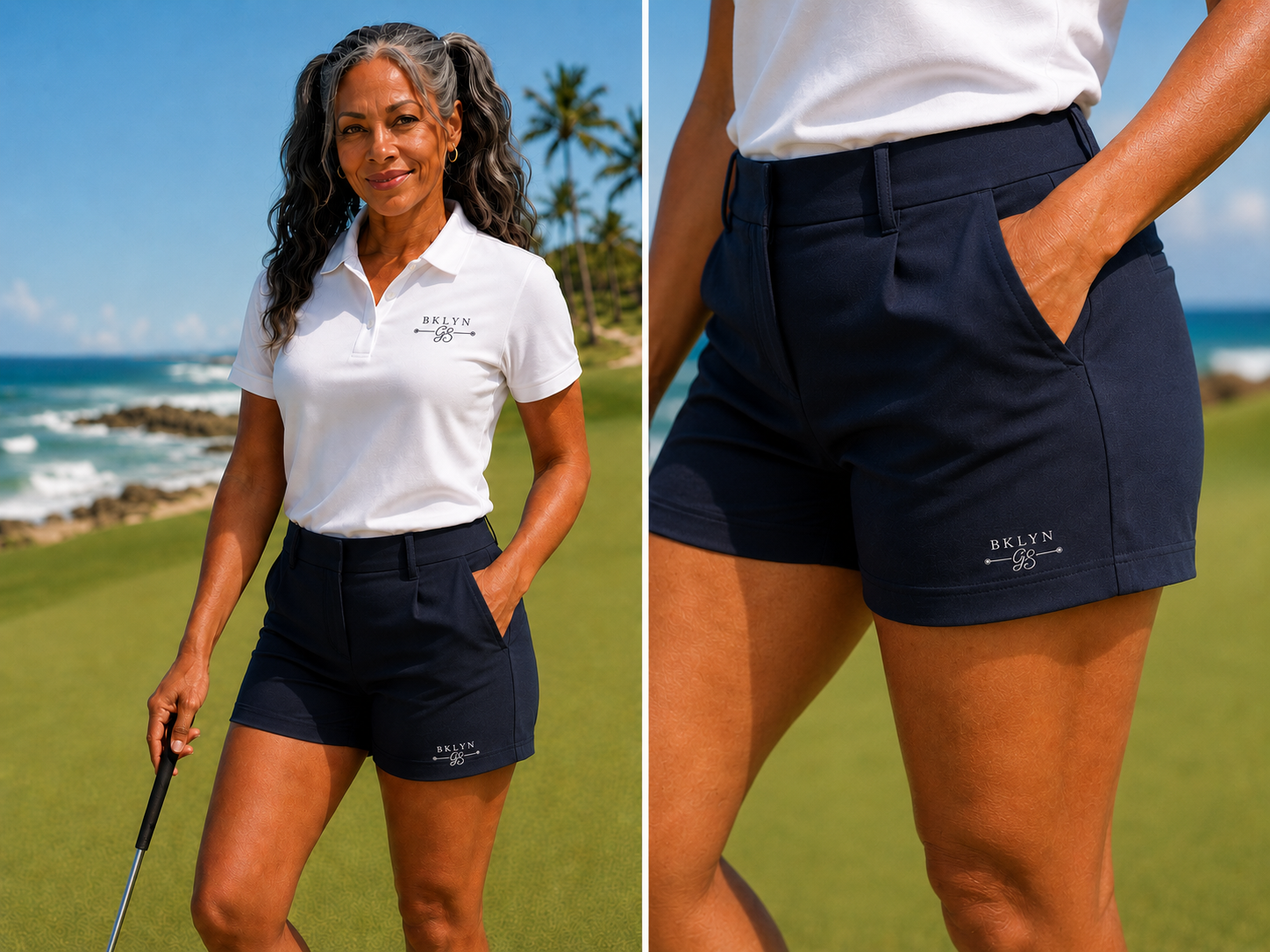 Women's Navy Blue Golf Shorts