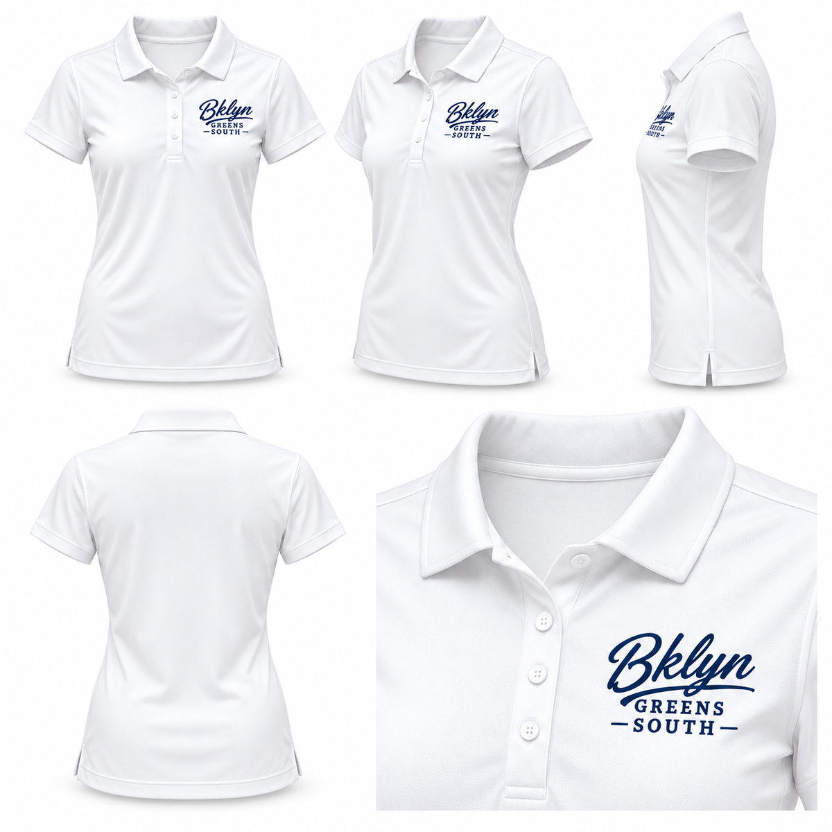 White Polo Shirt with Navy Blue Logo