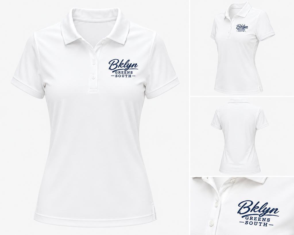 White Polo Shirt with Navy Blue Logo