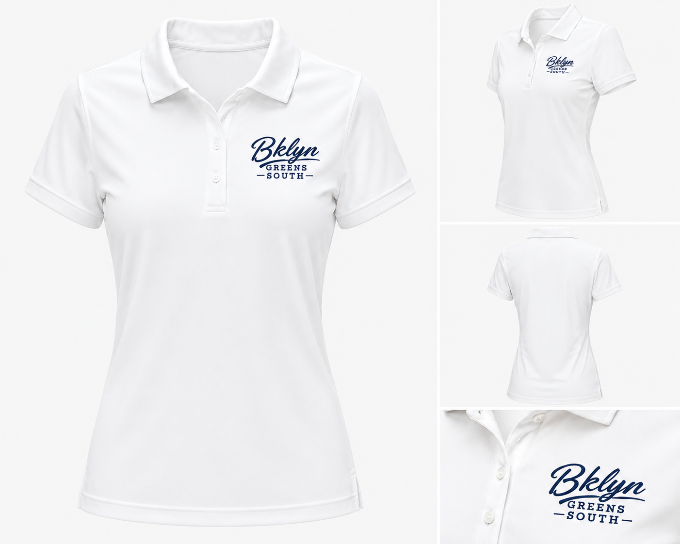 White Polo Shirt with Navy Blue Logo