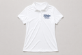 White Polo Shirt with Navy Blue Logo